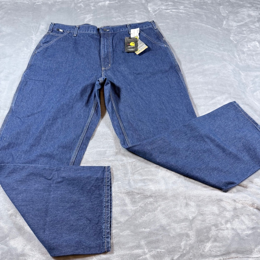 Carhartt FR Flame Resistant Denim Dungaree Work Pants Men's 40x32 Blue‎